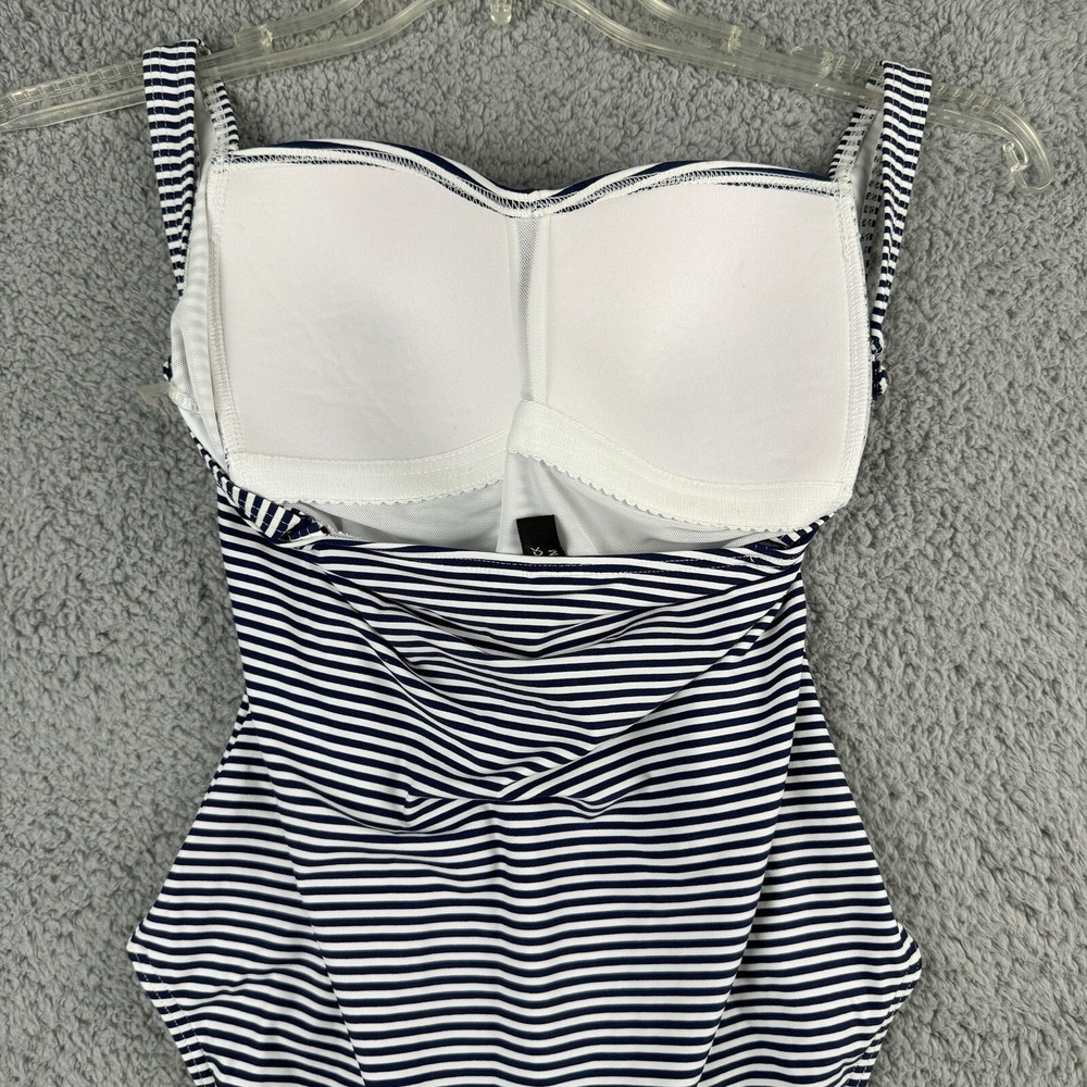 Nip Tuck Twist Front Swimsuit One Piece 8 Navy Blue White Stripes Multi Fit cup‎ - Picture 12 of 16